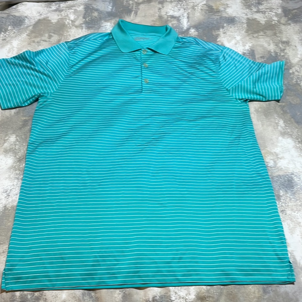 Nike Golf Tour Performance Dri-Fit Men’s SZ M Teal Colored Striped Polo Shirt - Picture 7 of 12